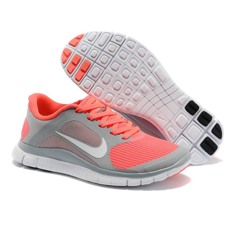 Hot Nike Free4.0 Women Shoes White/Darkgray/Tomato